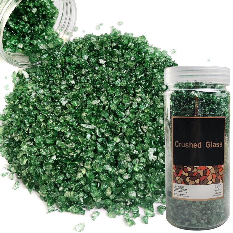 HappyFiller 1.3 LB Crushed Glass Sand Broken Mirror Glass Pieces Crush Mini Terrarium Sands for Resin Arts,Crafts,Succulent Plant Soil Cover,Vase Filler,Candle Holder Decor,Clear - Image 1